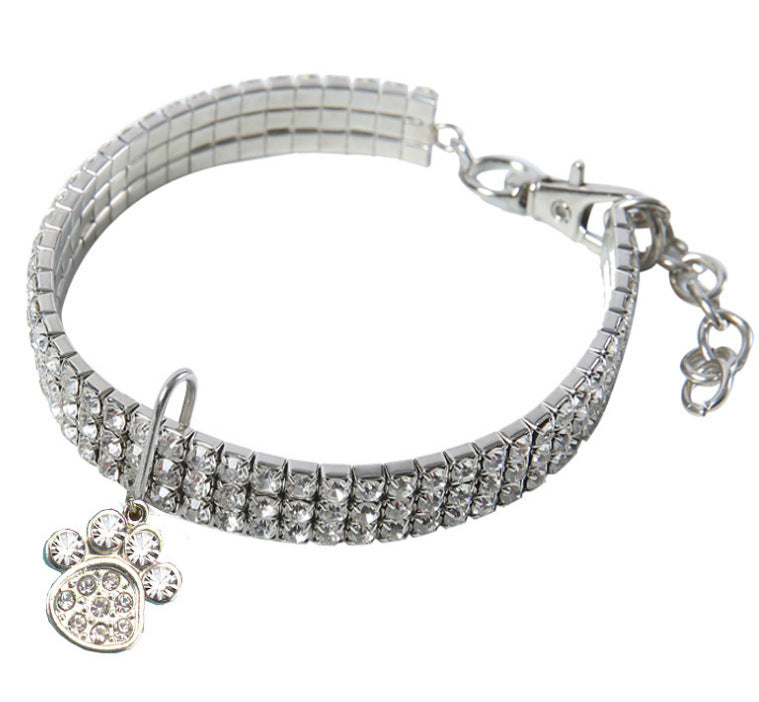 Collar de cristal de mascota estirado al por mayor Rhinestone
